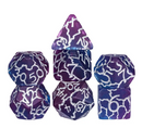 Void Pulse Crackle Nexus: 7-Dice RPG Set Purple with Electric Crackle Effect