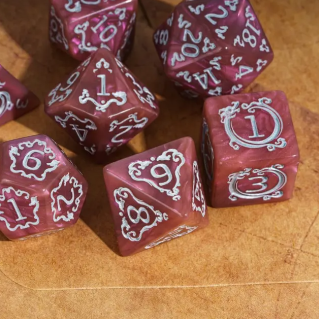 Dragon Script Emberglow: 7-Dice RPG Set – Copper with White Script Inks