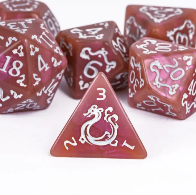 Dragon Script Emberglow: 7-Dice RPG Set – Copper with White Script Inks