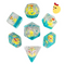 Duckling Daydream: 7-Dice RPG Set Teal with Tiny Ducks and Silver Numbers