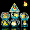 Duckling Daydream: 7-Dice RPG Set Teal with Tiny Ducks and Silver Numbers