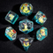 Duckling Daydream: 7-Dice RPG Set Teal with Tiny Ducks and Silver Numbers