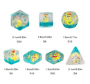 Duckling Daydream: 7-Dice RPG Set Teal with Tiny Ducks and Silver Numbers