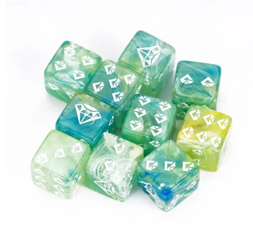 Diamond Prism Swirl d6 – Aqua, Teal & Seafoam Green 16mm