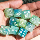 Diamond Prism Swirl d6 – Aqua, Teal & Seafoam Green 16mm Dice (Sold Individually)