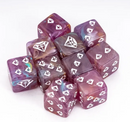 Diamond Prism Swirl d6 – Royal Amethyst & Ember Orange 16mm Dice (Sold Individually)