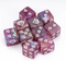 Diamond Prism Swirl d6 – Royal Amethyst & Ember Orange 16mm Dice (Sold Individually)