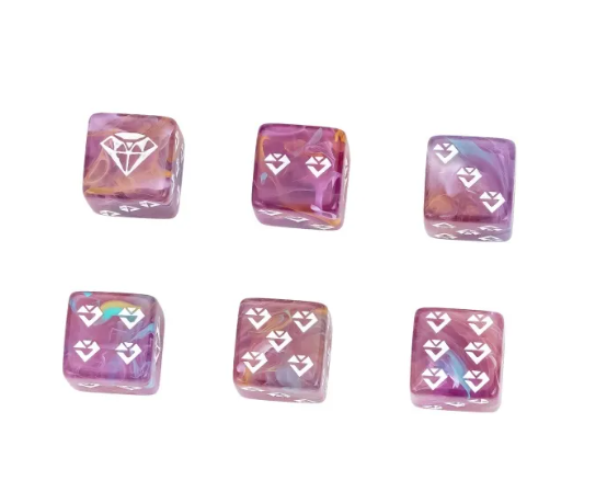 Diamond Prism Swirl d6 – Royal Amethyst & Ember Orange 16mm Dice (Sold Individually)