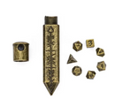 Runebound Mini Metal Dice Set with Storage Pendant – 7-Piece Micro dnd Dice (7mm-8mm)