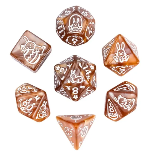 Cocoa Burrow: 7-Dice Bunny RPG Set (Chocolate Swirl)