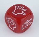 Rock Paper Scissors Red 20mm Acrylic Decision Die – Single d6 Novelty Game Dice (sold per piece)