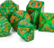 Verdant Bunny Blitz: 7-Dice Bunny RPG Set (Green & Orange)