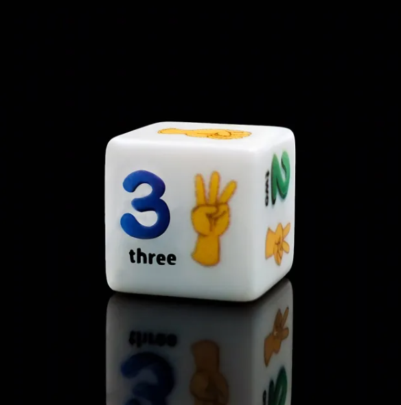 16mm Sign Language Dice | ASL Numbers 1–6 | Educational Dice with Square Corners
