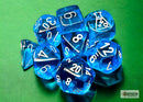 PREORDER | Translucent Polyhedral Tropical Blue/white 7-Die Set (with bonus die)