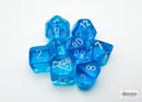 PREORDER | Translucent Polyhedral Tropical Blue/white 7-Die Set (with bonus die)
