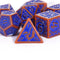 Burnt Orange with Blue Irregular Pattern Fill: 7-Piece Acrylic Dice Set