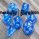 Time Walker | Blue w/White Glitter 7-Dice Set RPG Dice Set
