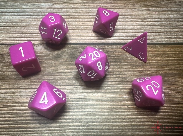Opaque Polyhedral Light Purple/white 7-Die Set | DND Dice Set OOP