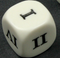 16mm Opaque d6 Roman Numerals I-II-III-IV-V-VI White/black (sold per piece)