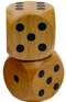 30mm Wood d6 Dice Natural/black | Twice as large as standard dice