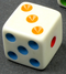 16mm Opaque d6 White/Multi-colored pips | Colorful Novelty Dice