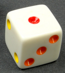 16mm Opaque d6 White/Multi-colored pips | Colorful Novelty Dice
