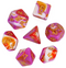 Pink/Red/White\Orange  Blend Dice 7-Dice Set w/Gold Dnd Dice Acrylic