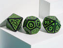 Green Druid Pattern 7-Dice Set DND RPG Dice Black Druid Dice Set