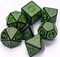 Green Druid Pattern 7-Dice Set DND RPG Dice Black Druid Dice Set