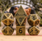 Basic Gold Mini Metal Dice Ancient Effect | (10mm to 15mm) 7-Dice Udixi RPG