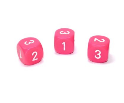 Opaque Pink/white 16mm d3 (d6 w/ 1-2-3 twice) Pink/white (SOLD PER PIECE)