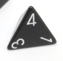 Opaque Polyhedral Black/white d4 | 4-Sided Dice (sold per die)