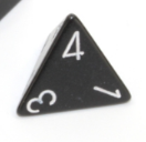 Opaque Polyhedral Black/white d4 | 4-Sided Dice (sold per die)