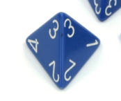 Opaque Polyhedral Blue /white d4 | 4-Sided Dice (sold per die)
