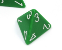 Opaque Polyhedral Green /white d4 | 4-Sided Dice (sold per die)