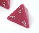 Opaque Polyhedral Pink /white d4 | 4-Sided Dice (sold per die)