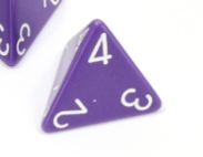 Opaque Polyhedral Purple /white d4 | 4-Sided Dice (sold per die)