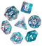Blue & Teal 7-Dice Set | Swirl Foil Series Dice Semi-Translucent