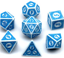 White & Blue Magic Flame 7-Dice Set DND RPG Dice Blue Color Fill