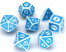 White & Blue Magic Flame 7-Dice Set DND RPG Dice Blue Color Fill