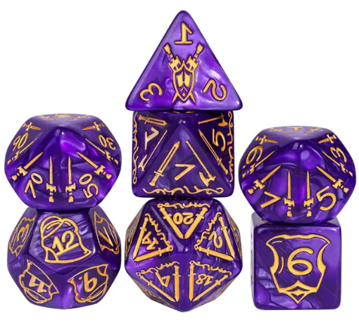Giant Fighter Pearl Dice (7) with Gold Numbers JUMBO Dice Set (Available in Several Colors)