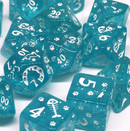 Imperfect - Cat's Meow Blue 7-Dice Set with Silver Glitter - Cat-Themed - Discounted