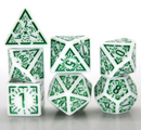 Arcane Emerald Polyhedral Dice Set | 7-Dice White & Green