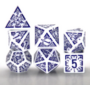 Arcane Amethyst Polyhedral Dice Set | 7-Dice White & Purple