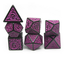 Black with Purple Ink Irregular Pattern Fill | 7-Dice Acrylic Dice Set