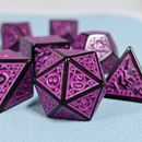 Black with Purple Ink Irregular Pattern Fill | 7-Dice Acrylic Dice Set