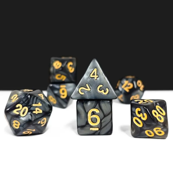 Obsidian Pearl 7-Dice Set: Refined Elegance for RPG Adventures