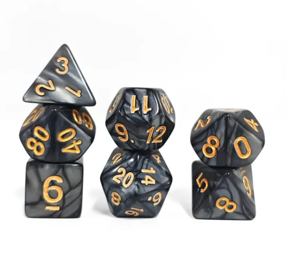 Obsidian Pearl 7-Dice Set: Refined Elegance for RPG Adventures