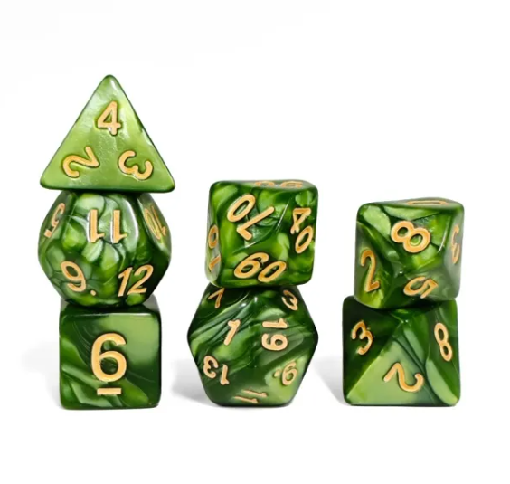 Forest Emerald Pearl 7-Dice Set: D&D Roleplaying Essentials