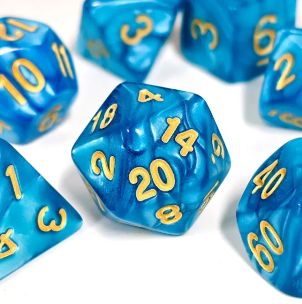 Ocean Sapphire Pearl 7-Dice Set: D&D Roleplaying Essentials